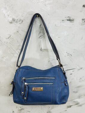 TIGNANELLO Blue Shoulder Bag - Vintage Blue Tignanello Zipper Shoulder Purse